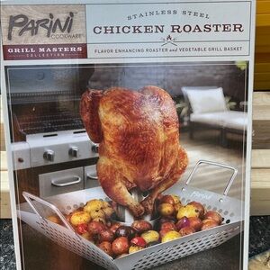 Parini Stainless Steel Chicken Roaster with Grill Basket